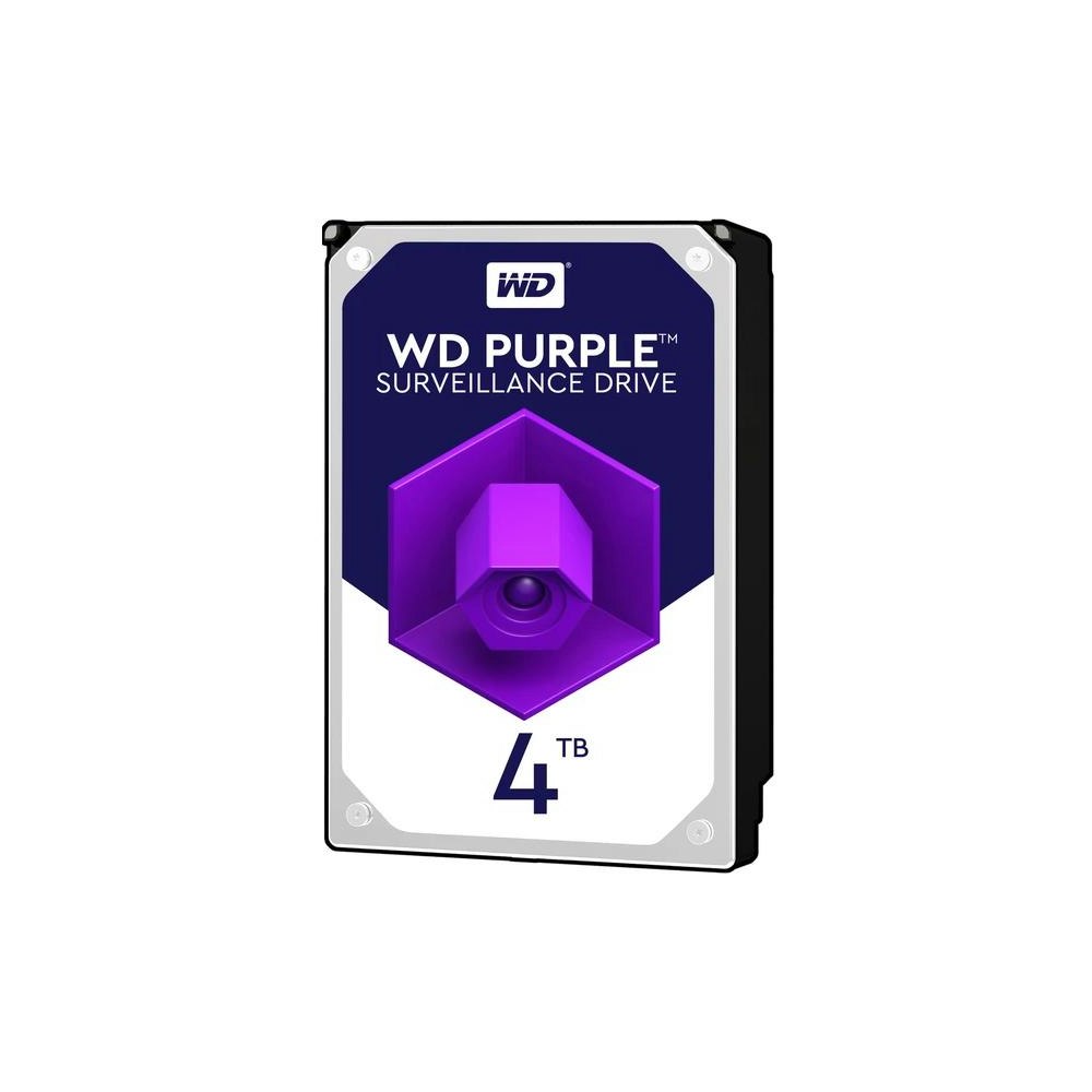 A large main feature product image of WD Purple 3.5" Surveillance HDD - 4TB 256MB