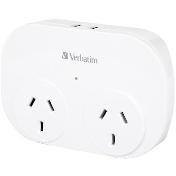 Product image of Verbatim Dual USB Surge Protected with Double Adaptor - White 2x USB Charger Outlet, Charge Phone and Tablet, Surge Protection, 2.4A Current Power - Click for product page of Verbatim Dual USB Surge Protected with Double Adaptor - White 2x USB Charger Outlet, Charge Phone and Tablet, Surge Protection, 2.4A Current Power