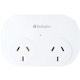 A small tile product image of Verbatim Dual USB Surge Protected with Double Adaptor - White 2x USB Charger Outlet, Charge Phone and Tablet, Surge Protection, 2.4A Current Power