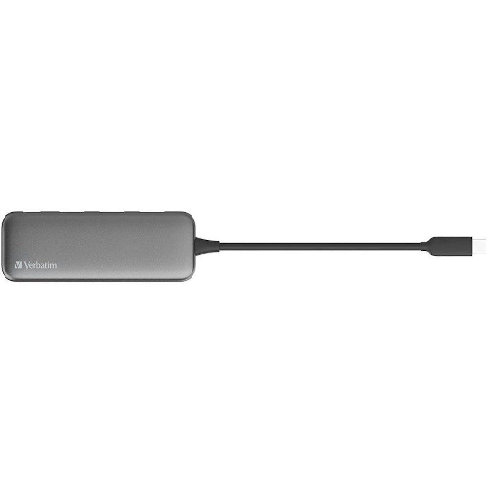 A large main feature product image of Verbatim USB-C Hub with 2x USB 3.0, 1x USB 2.0 1x USB C port - Space Grey