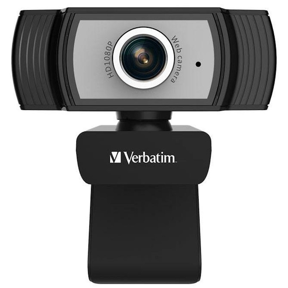 A large main feature product image of Verbatim 1080p Full HD Webcam - Black/Silver