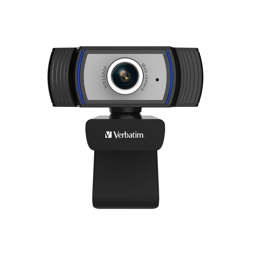 A large main feature product image of Verbatim 1080p Full HD Webcam - Black/Silver