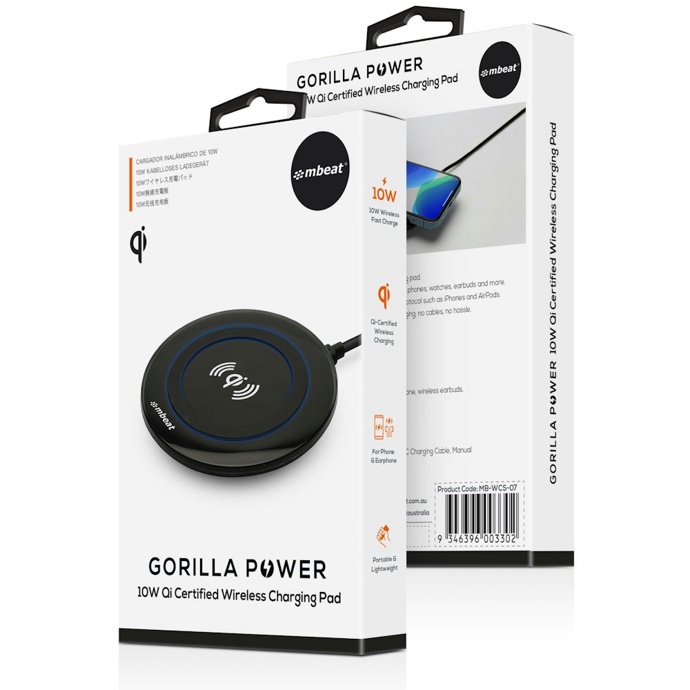 A large main feature product image of mbeat Gorilla Power 10W Qi Certified Wireless Charging Pad