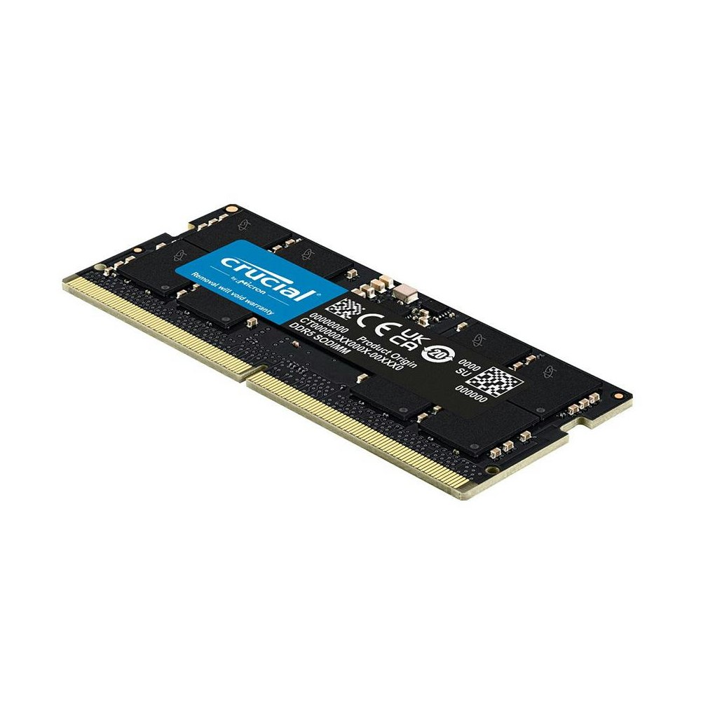 A large main feature product image of Crucial 16GB Single (1x16GB) DDR5 SO-DIMM C46 5600MHz