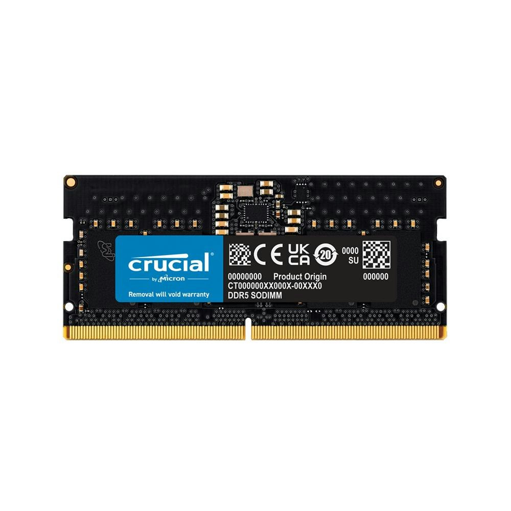 A large main feature product image of Crucial 8GB Single (1x8GB) DDR5 SO-DIMM C40 4800MHz