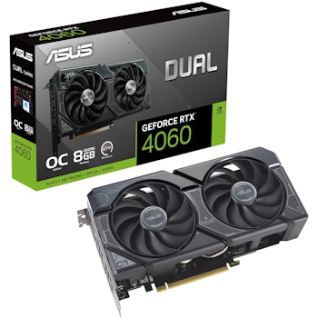Product image of ASUS GeForce RTX 4060 Dual OC 8GB GDDR6 - Black - Click for product page of ASUS GeForce RTX 4060 Dual OC 8GB GDDR6 - Black