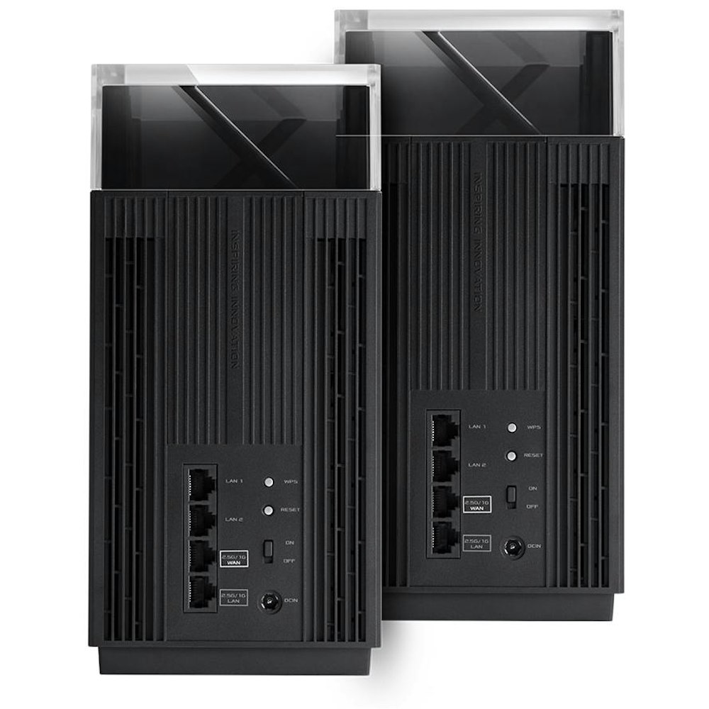 A large main feature product image of ASUS ZenWiFi Pro XT12 Whole Home Mesh WiFi System - 2-Pack