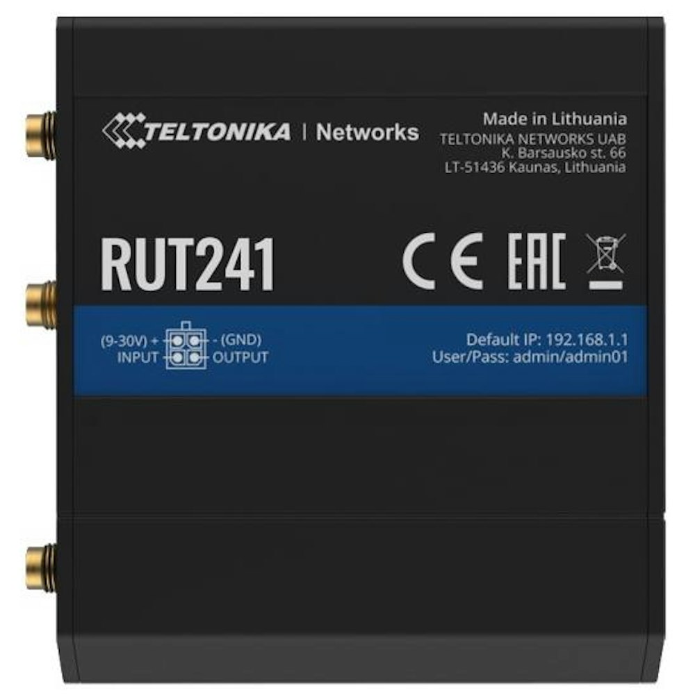 A large main feature product image of Teltonika RUT241 Industrial 4G/LTE Wi-Fi Router