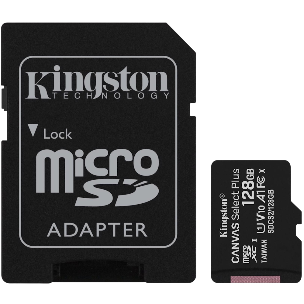 A large main feature product image of Kingston Canvas Select Plus MicroSD UHS-I Card - 128GB