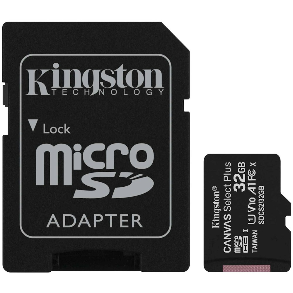 A large main feature product image of Kingston Canvas Select Plus 32GB MicroSD Card