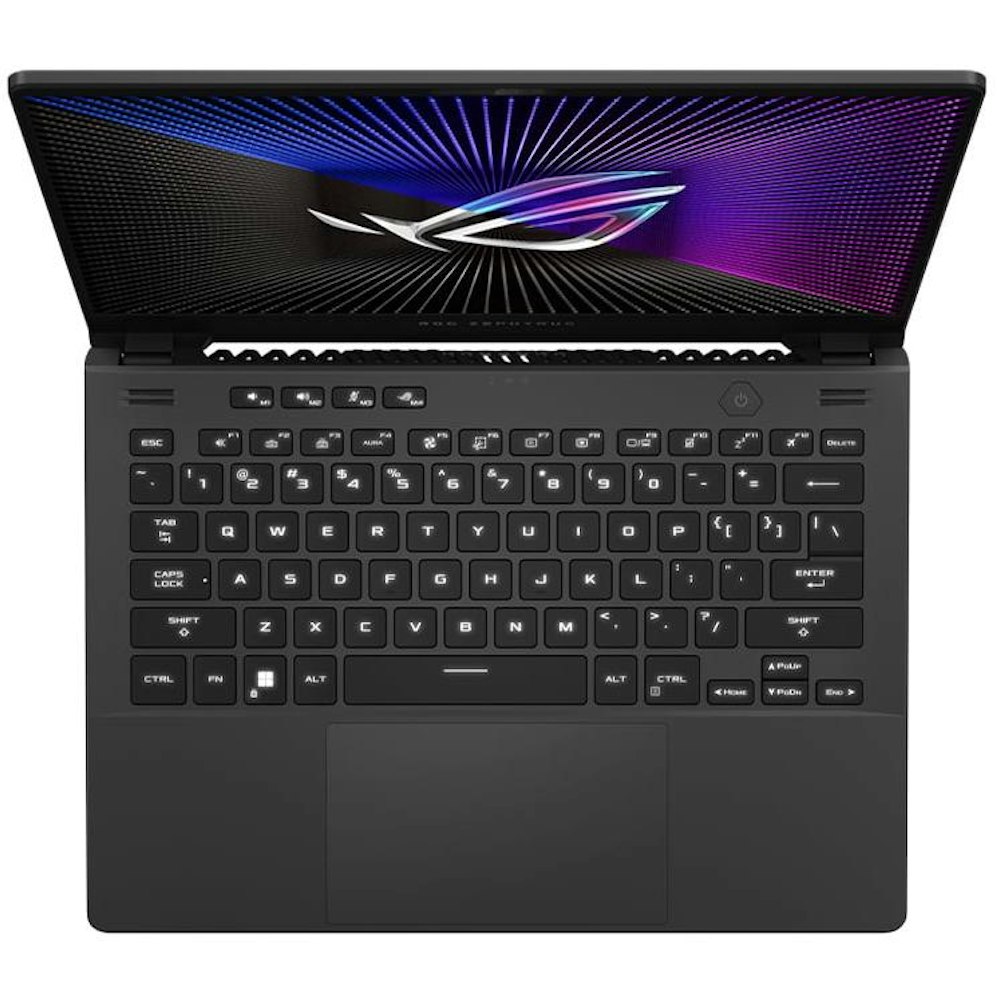 A large main feature product image of ASUS ROG Zephyrus G14 (GA402) - 14" 165Hz, Ryzen 9, RTX 4060, 16GB/512GB - Win 11 Gaming Notebook