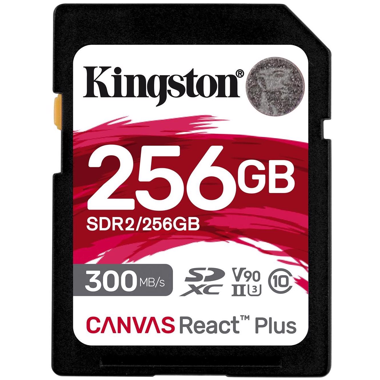 A large main feature product image of Kingston Canvas React Plus SDXC U3 V90 UHS-II SD Card - 256GB