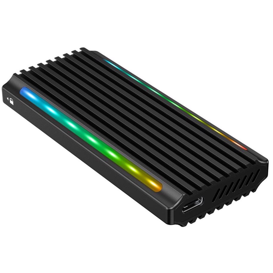 A large main feature product image of Simplecom SE525 NVMe / SATA M.2 SSD USB Type-C Enclosure with RGB Light USB 3.2 Gen 2 10Gbps