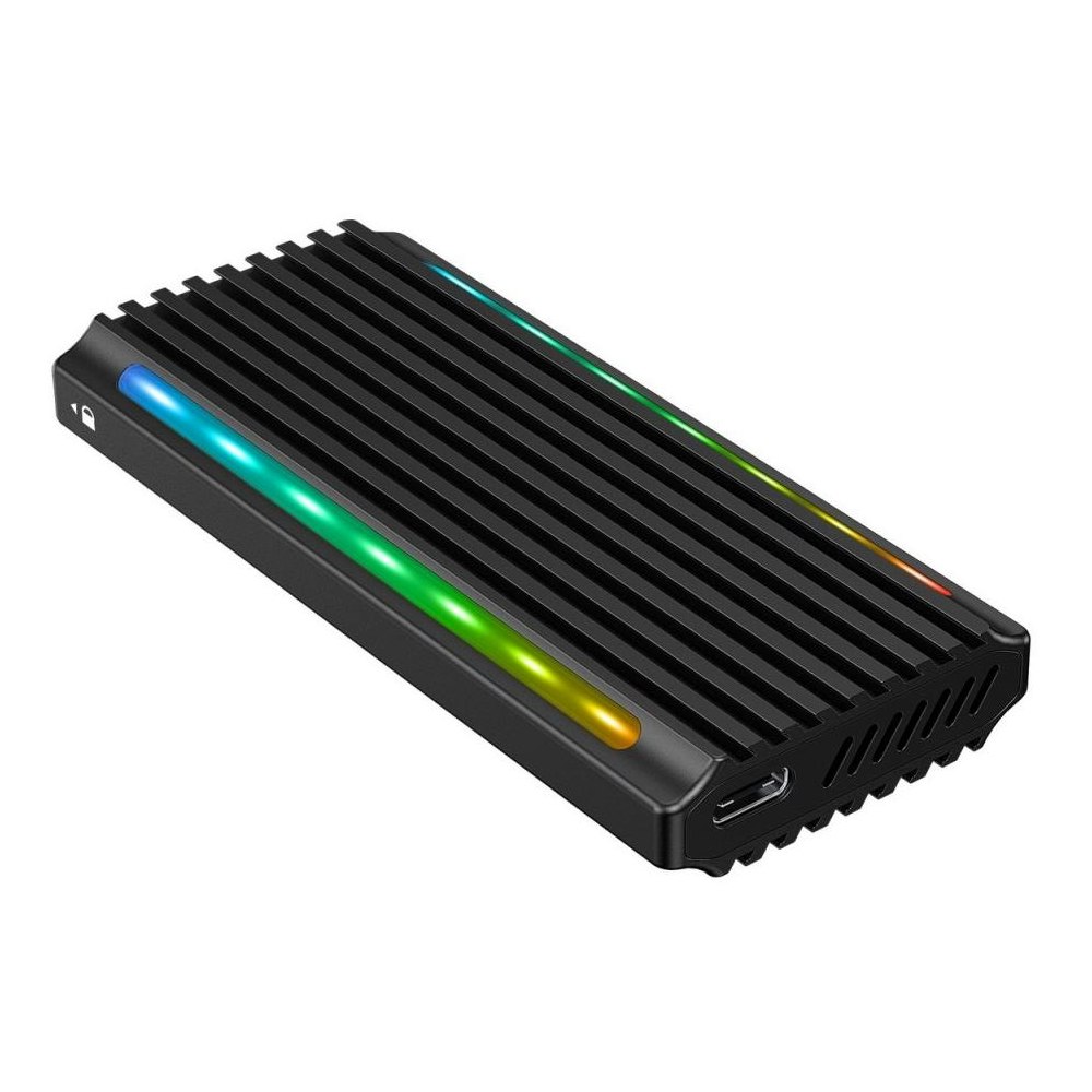 A large main feature product image of Simplecom SE525 NVMe / SATA M.2 SSD USB-C Enclosure with RGB Light USB 3.2 Gen 2 10Gbps
