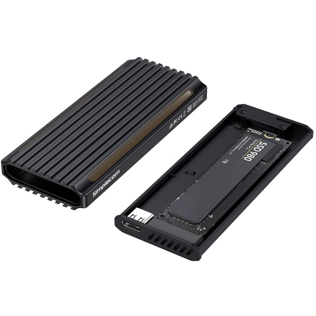 A large main feature product image of Simplecom SE525 NVMe / SATA M.2 SSD USB Type-C Enclosure with RGB Light USB 3.2 Gen 2 10Gbps