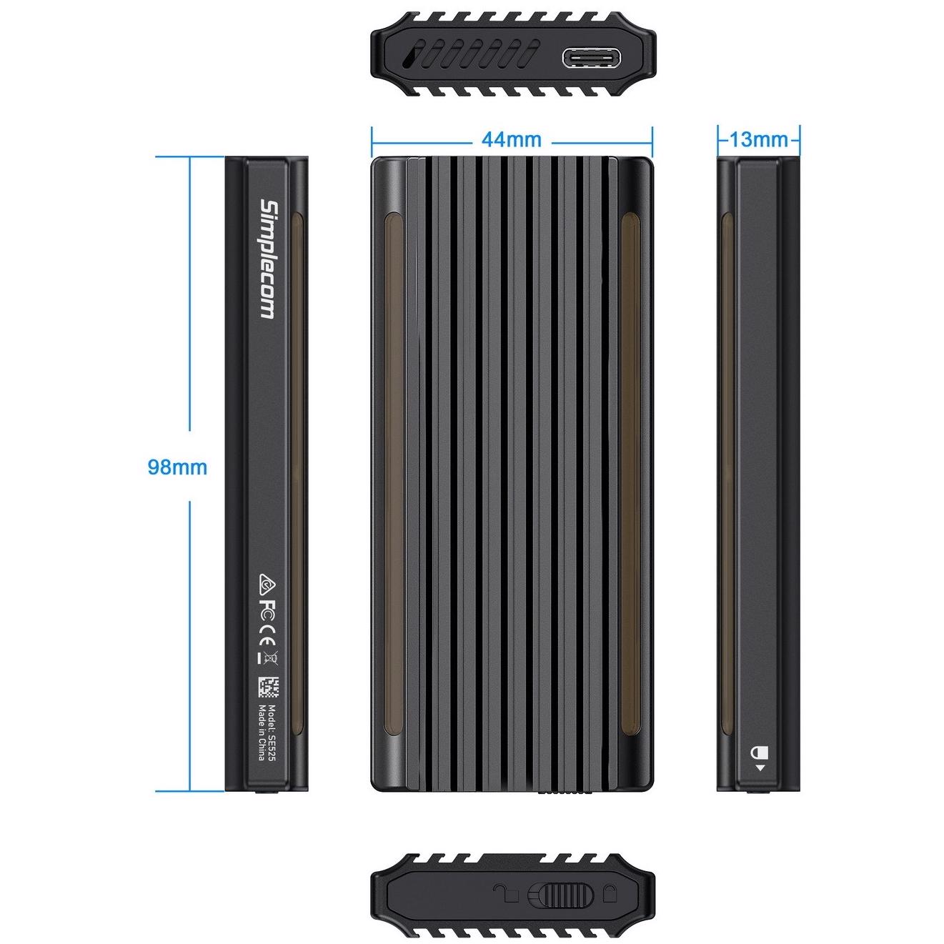 A large main feature product image of Simplecom SE525 NVMe / SATA M.2 SSD USB Type-C Enclosure with RGB Light USB 3.2 Gen 2 10Gbps