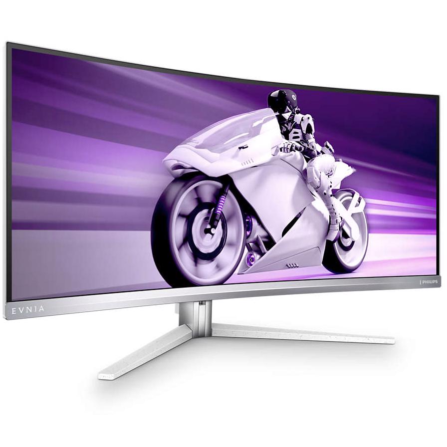 A large main feature product image of Philips Evnia 34M2C8600 - 34" Curved 1440p Ultrawide 175Hz 0.03ms QD-OLED Gaming Monitor