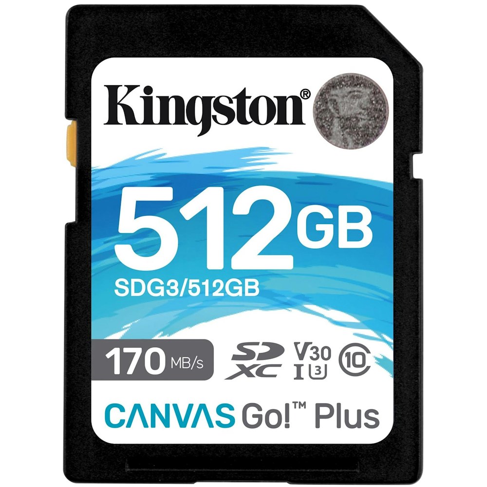 A large main feature product image of Kingston Canvas Go! Plus 512GB SD Card