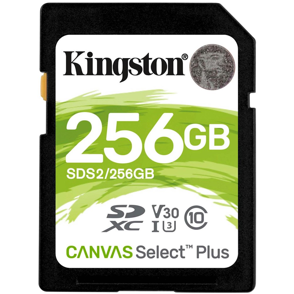A large main feature product image of Kingston Canvas Select Plus 256GB SD Card