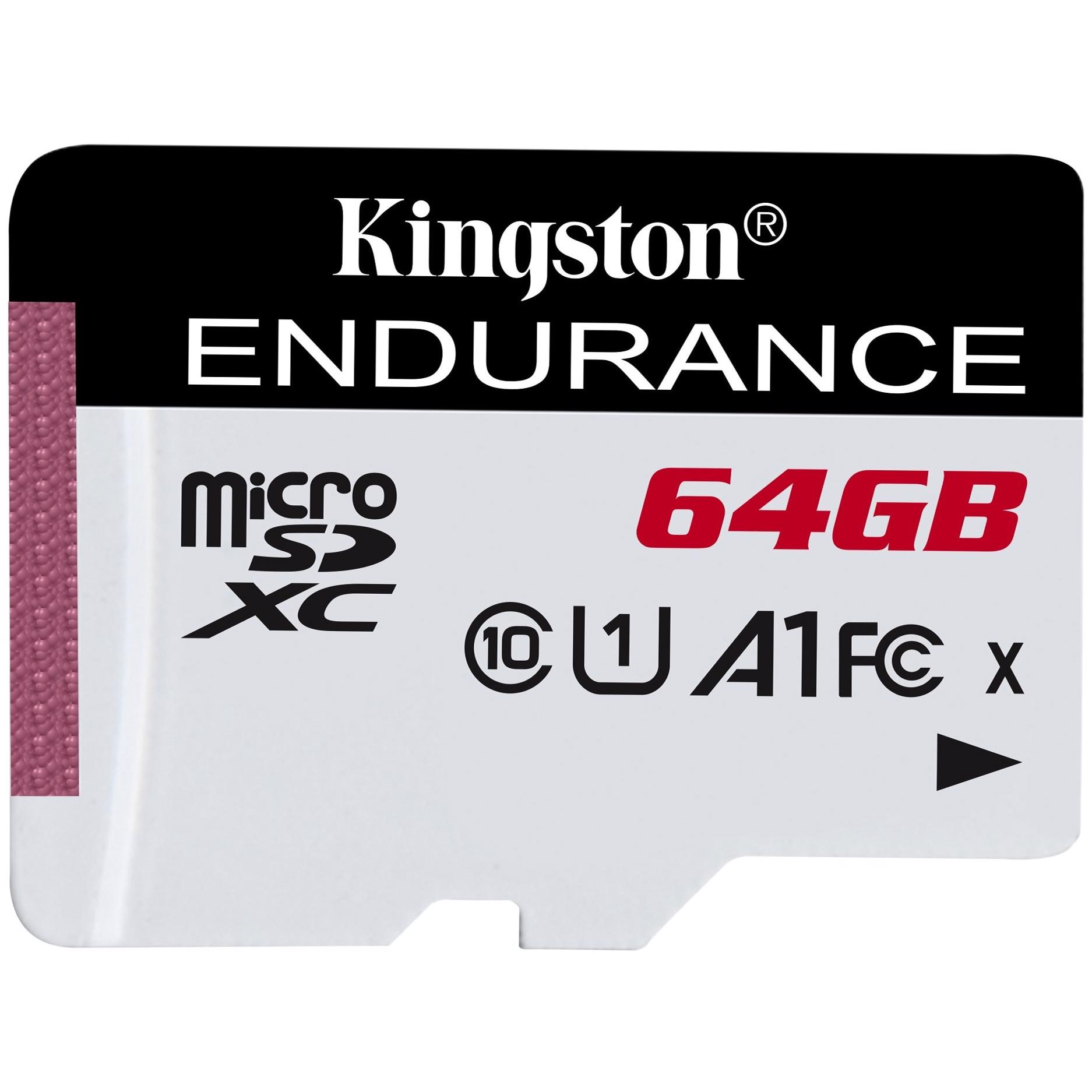 A large main feature product image of Kingston High Endurance microSDHC U1 A1 UHS-I microSD Card - 64GB