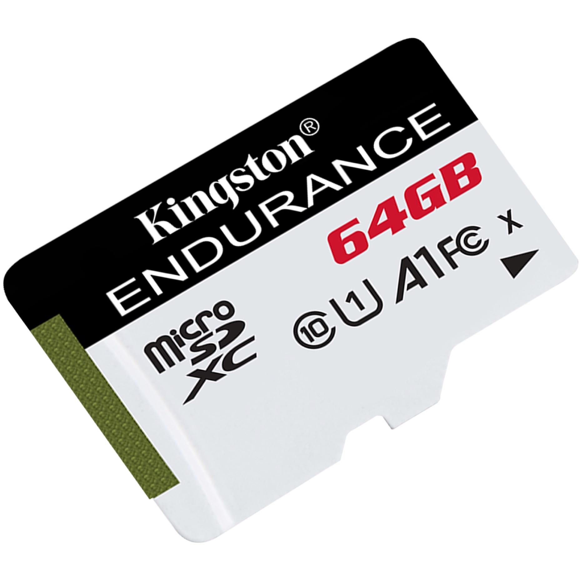 A large main feature product image of Kingston High Endurance microSDHC U1 A1 UHS-I microSD Card - 64GB
