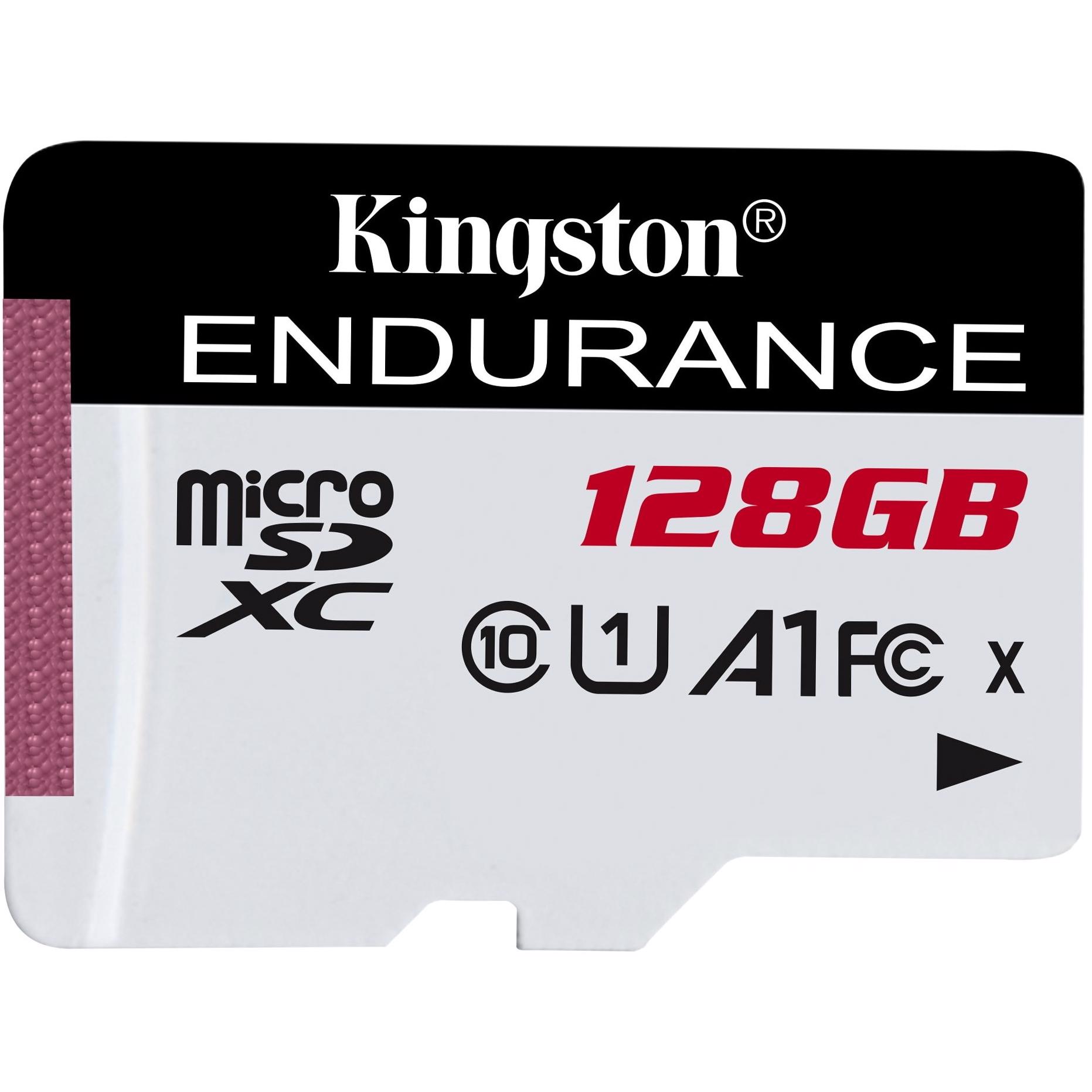 A large main feature product image of Kingston High-Endurance 128GB microSDXC U1 A1 UHS-I microSD Card