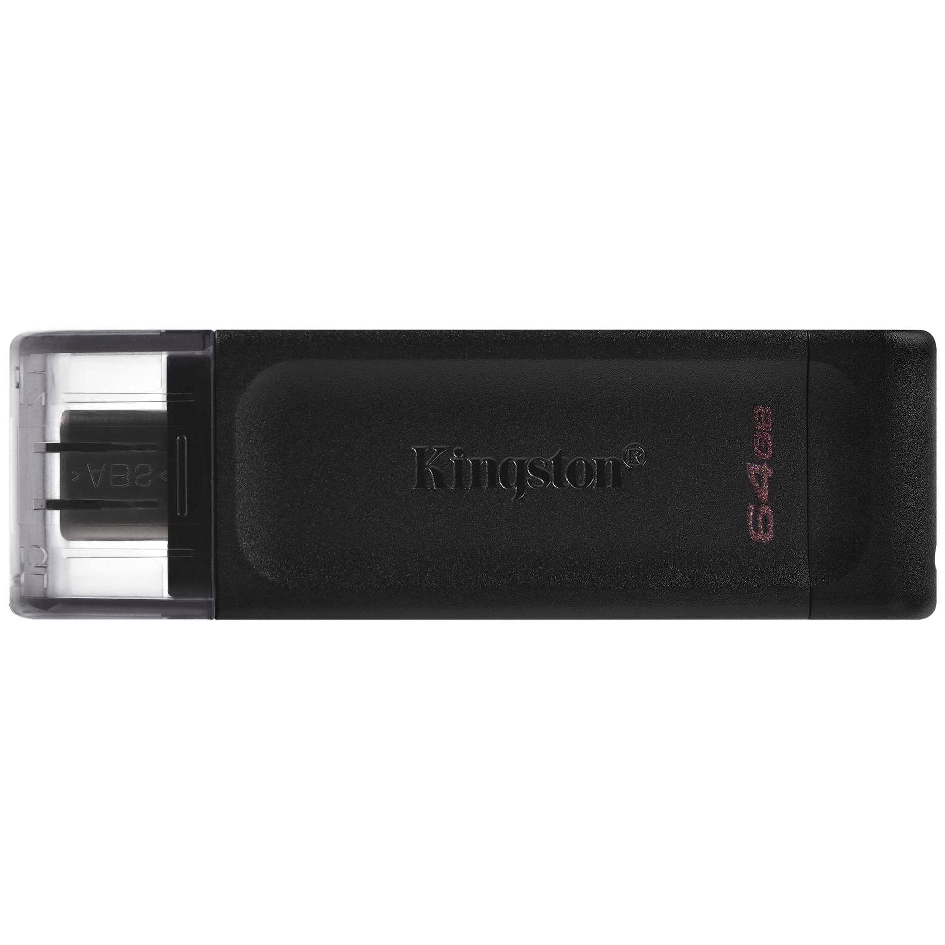 A large main feature product image of Kingston DataTraveler 70 64GB USB 3.2 Gen 1 Type-C Flash Drive