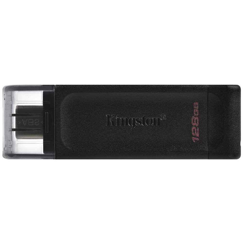 A large main feature product image of Kingston DataTraveler 70 128GB USB 3.2 Gen 1 Type-C Flash Drive