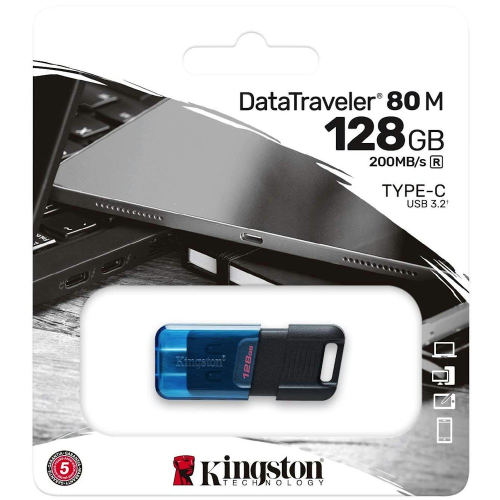 A large main feature product image of Kingston DataTraveler 80 M USB Type-C 128GB Flash Drive