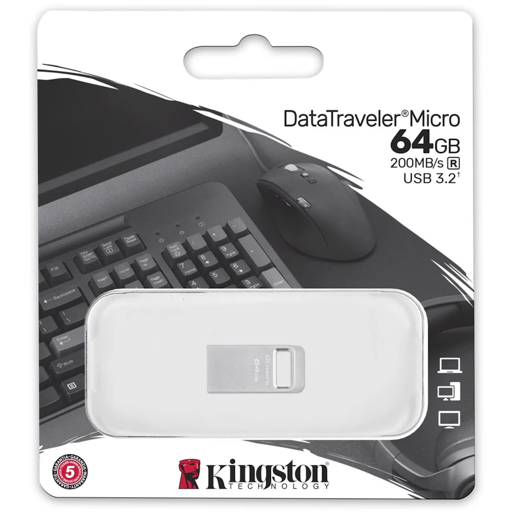 A large main feature product image of Kingston DataTraveler Micro USB 3.2 64GB Flash Drive