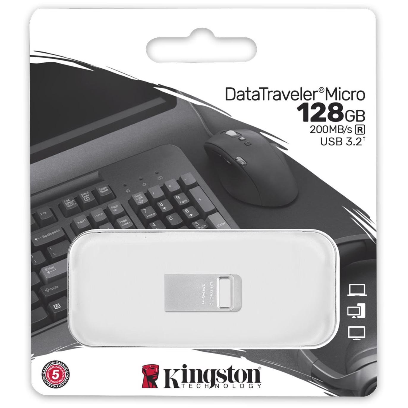 Kingston DataTraveler Micro USB 3.2 128GB Flash Drive PLE Computers