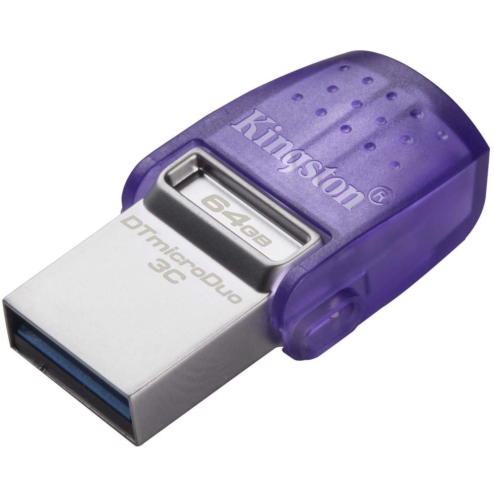 A large main feature product image of Kingston DataTraveler microDuo 3C 64GB USB 3.2 Gen 1 Type-C/A Flash Drive
