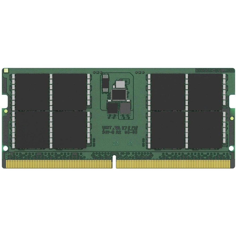 A large main feature product image of Kingston 32GB Single (1x32GB) DDR5 SO-DIMM C42 5200MHz