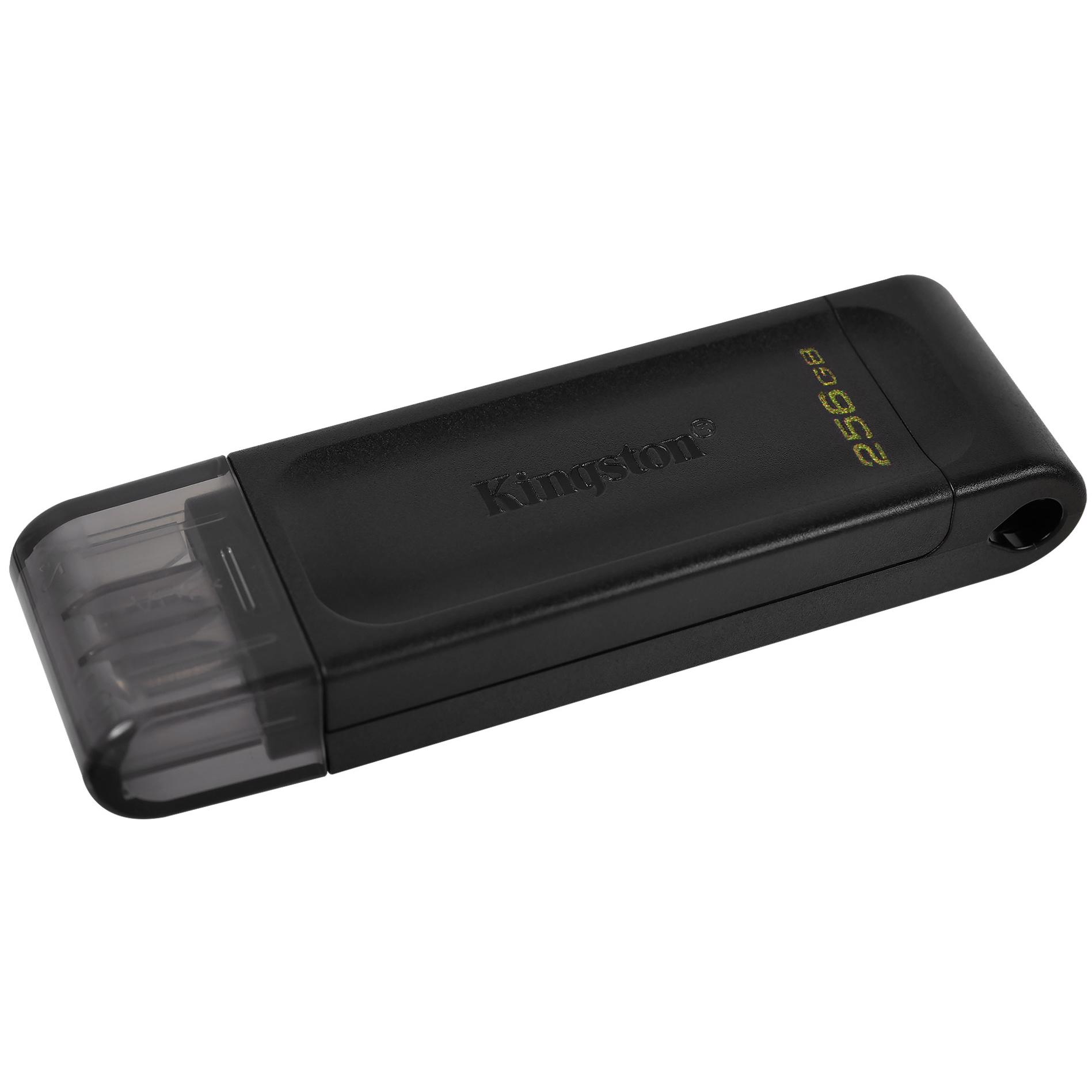 A large main feature product image of Kingston DataTraveler 70 256GB USB 3.2 Gen 1 Type-C Flash Drive