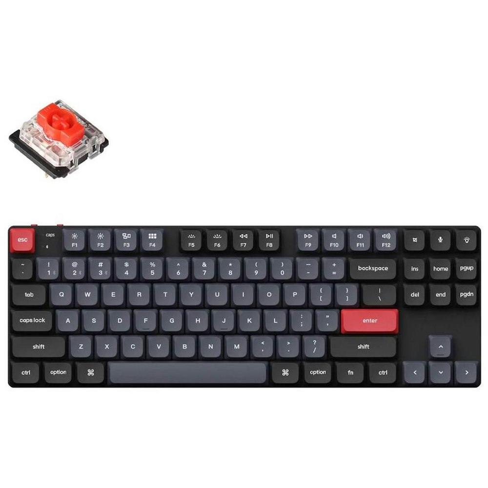 A large main feature product image of Keychron K1 Pro QMK/VIA Low Profile Hot-Swappable Wireless 80% TKL Mechanical Keyboard - Gateron Red Switch