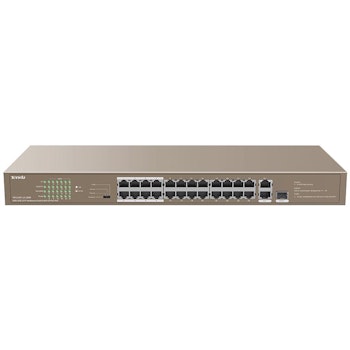 Product image of Tenda TEF1126P-24-250W 24-Port PoE with 2-Port Gigabit and 1-Port SFP Rackmount Switch - Click for product page of Tenda TEF1126P-24-250W 24-Port PoE with 2-Port Gigabit and 1-Port SFP Rackmount Switch