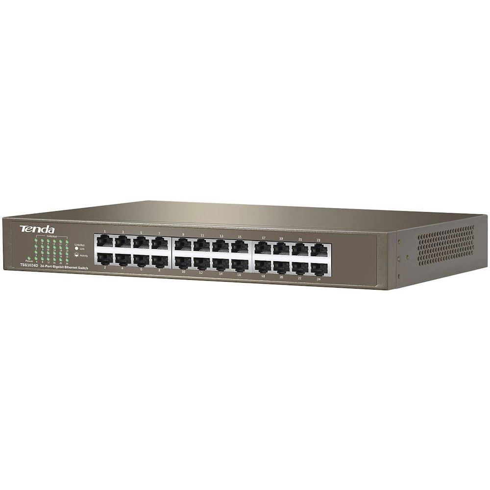 A large main feature product image of Tenda TEG1024D 24-Port Gigabit Ethernet Switch