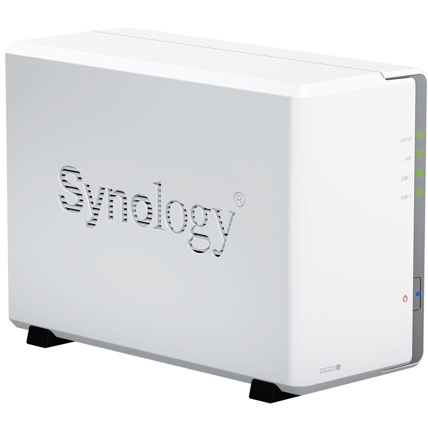 A large main feature product image of Synology DiskStation DS223J 2-Bay NAS (1.7GHz Realtek 4-Core, 1GB RAM, 1GbE)