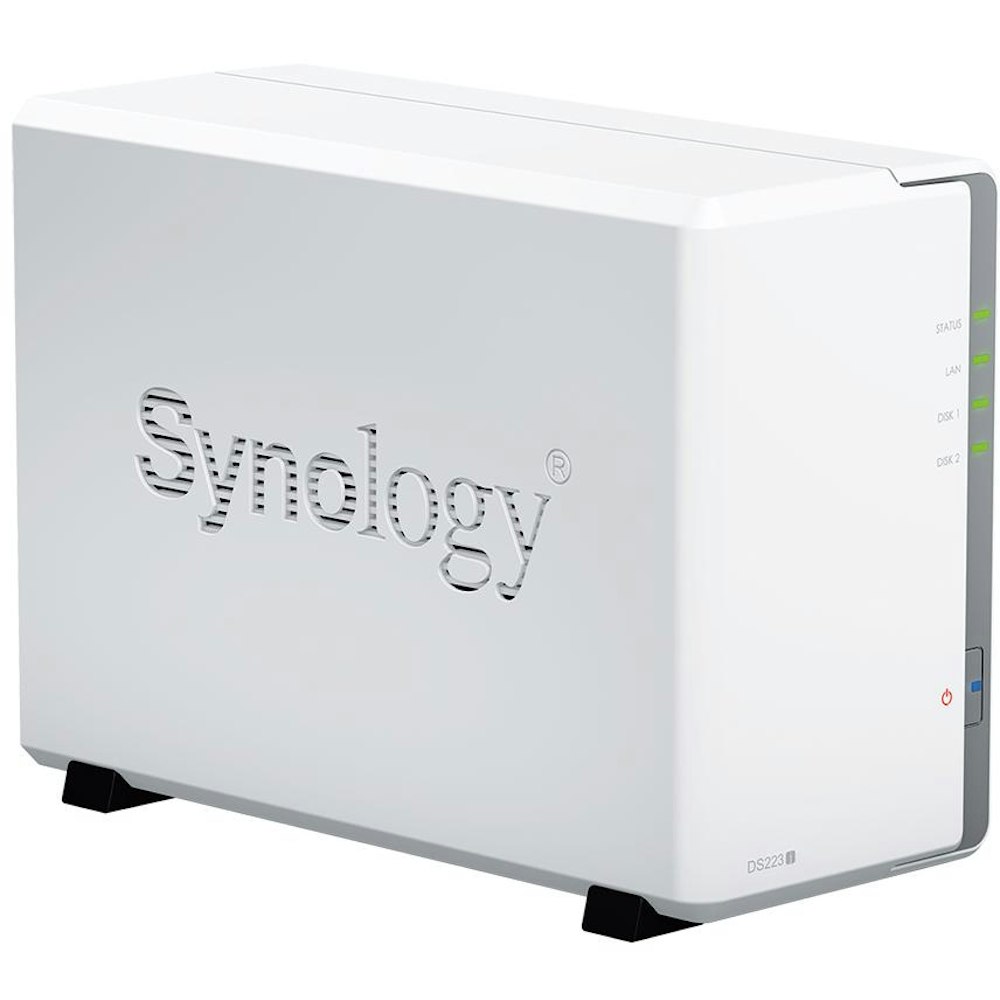 A large main feature product image of Synology DiskStation DS223J Quad Core 1.7GHz 2-Bay NAS Enclosure