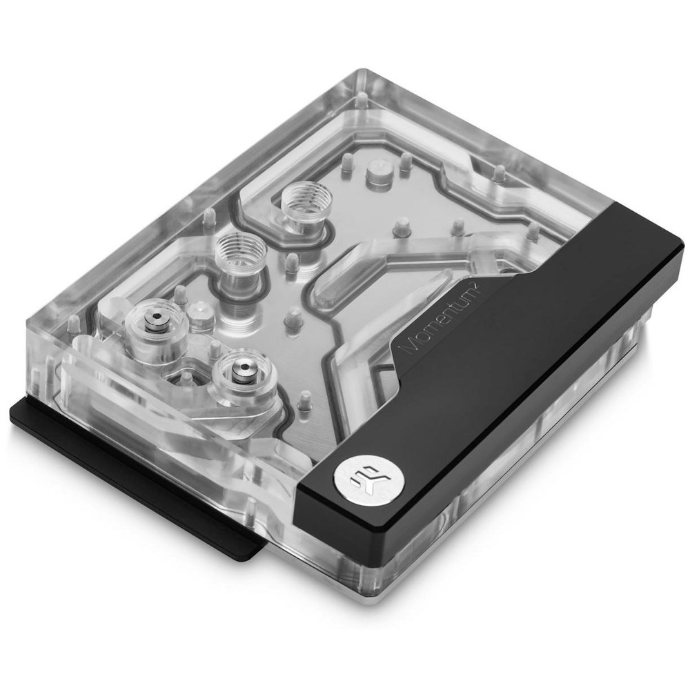 A large main feature product image of EK Quantum Momentum 2 ROG Maximus Z790 Extreme D-RGB Special Edition Waterblock - Nickel + Plexi