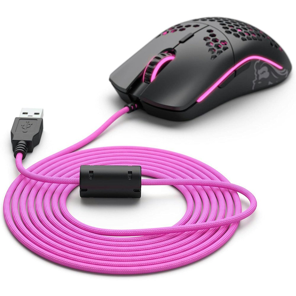 A large main feature product image of Glorious Model O/O Minus Ascended V2 Mouse Cable - Majin Pink