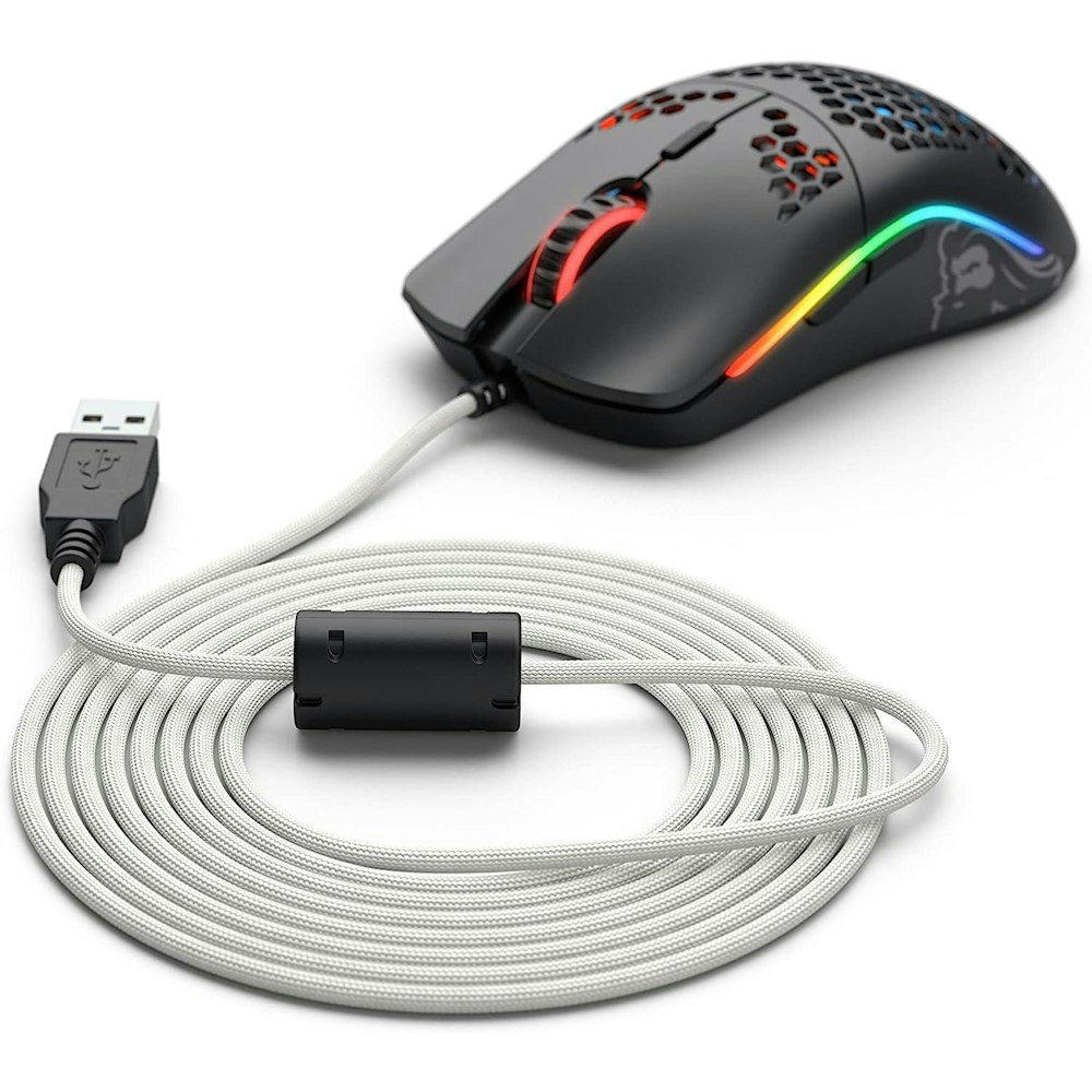A large main feature product image of Glorious Model O/O Minus Ascended V2 Mouse Cable - Arctic White