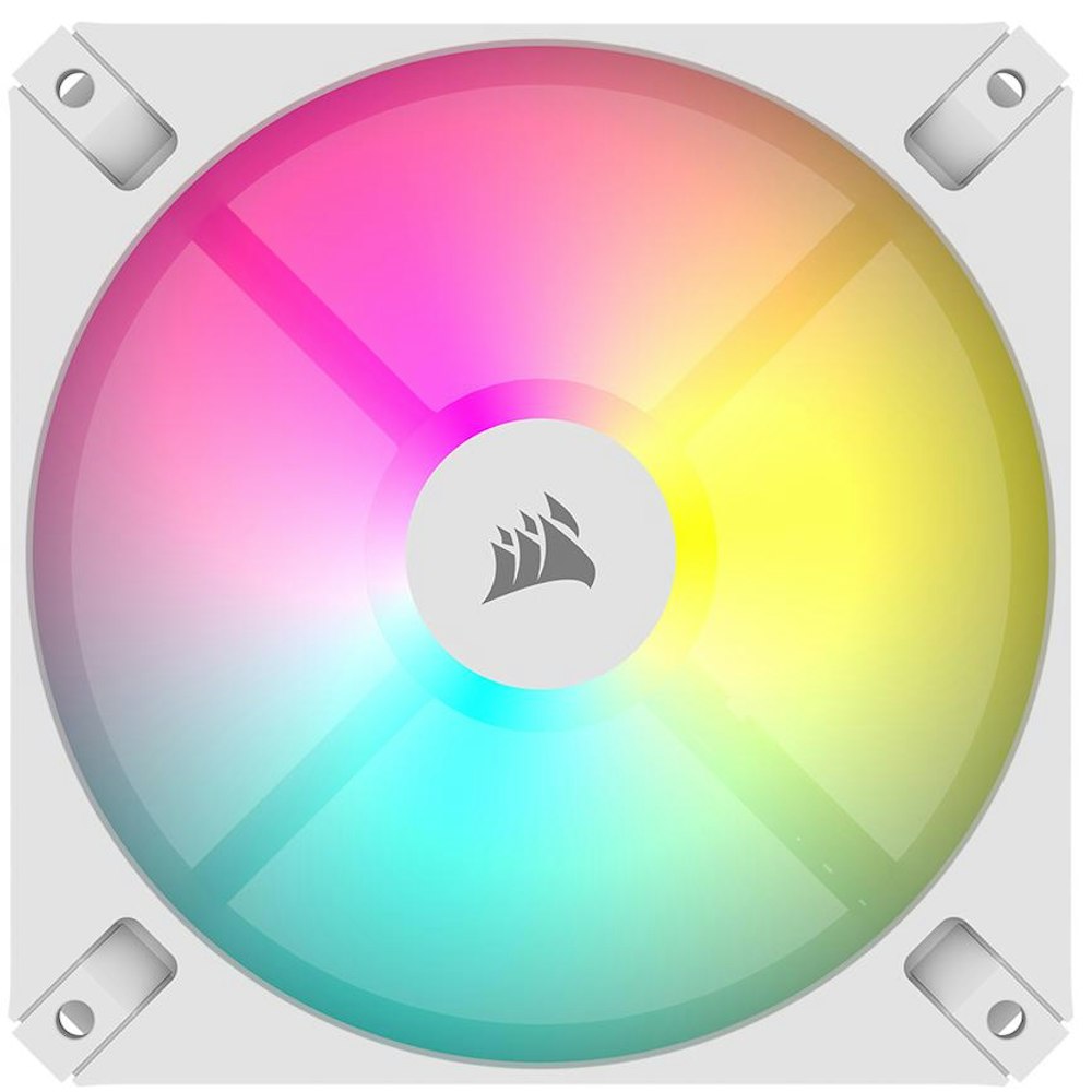 A large main feature product image of Corsair iCUE AR120 Digital RGB 120mm PWM Fan White - Single Pack