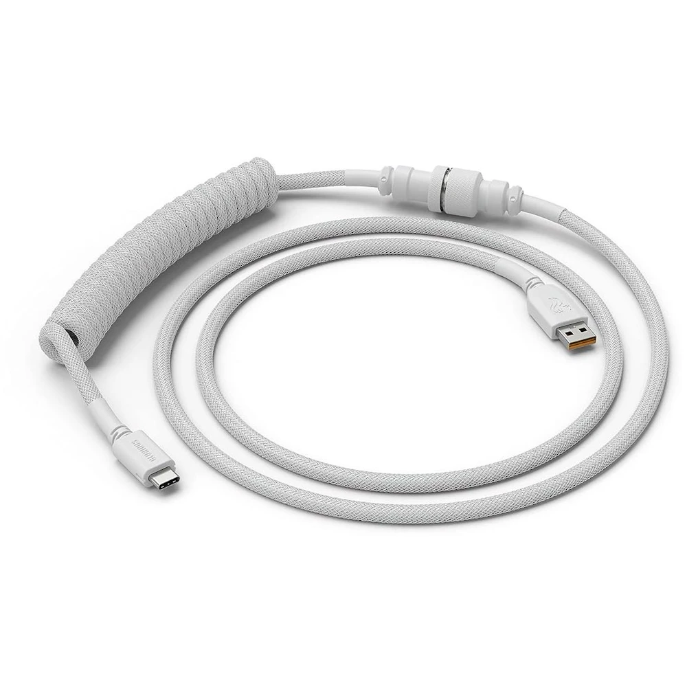 A large main feature product image of Glorious Coiled USB Type-C Keyboard Cable - Ghost White