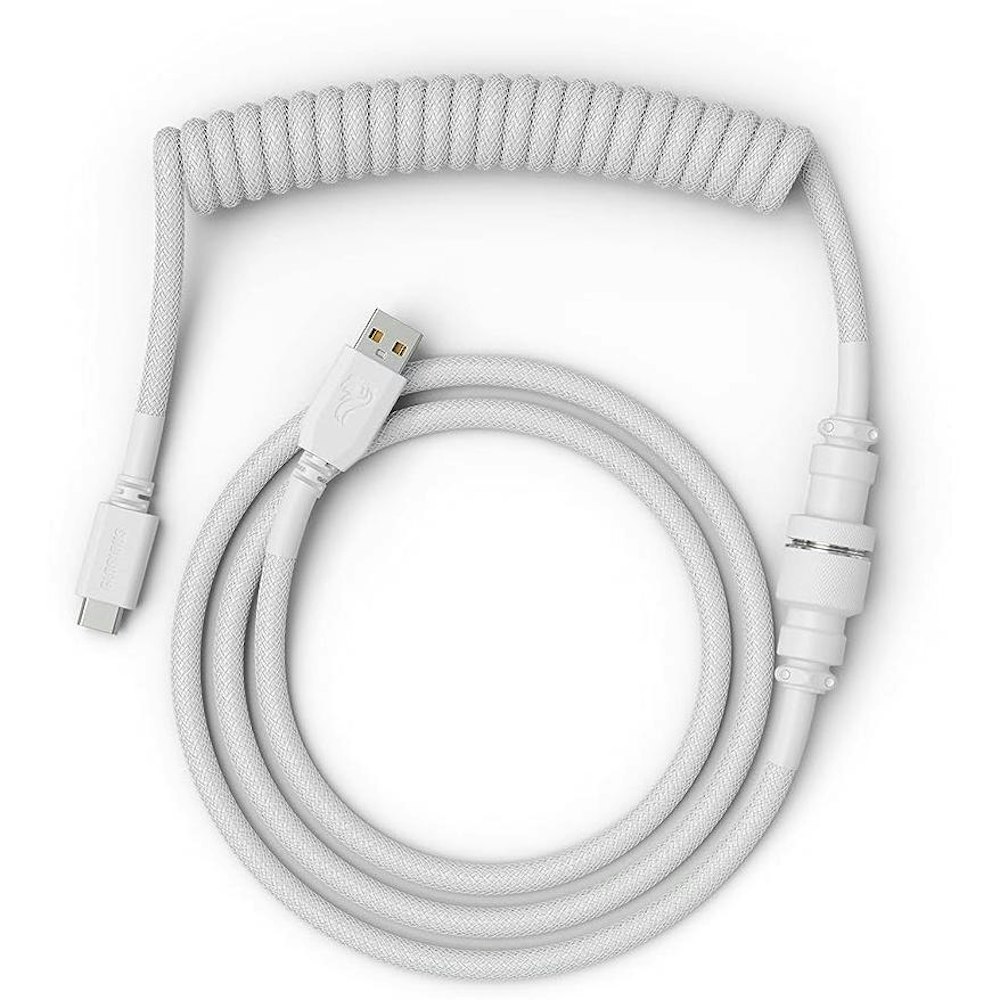 A large main feature product image of Glorious Coiled USB-C Keyboard Cable - Ghost White