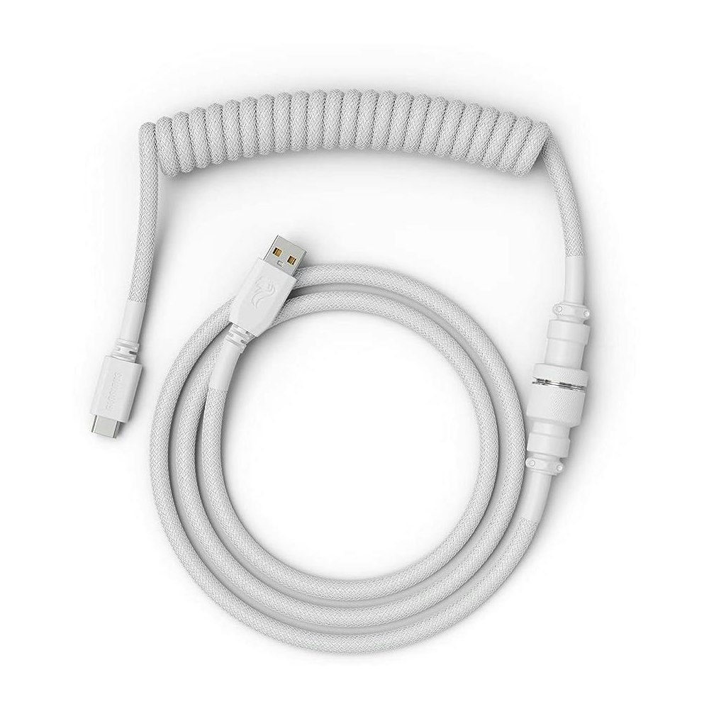 A large main feature product image of Glorious Coiled USB-C Keyboard Cable - Ghost White