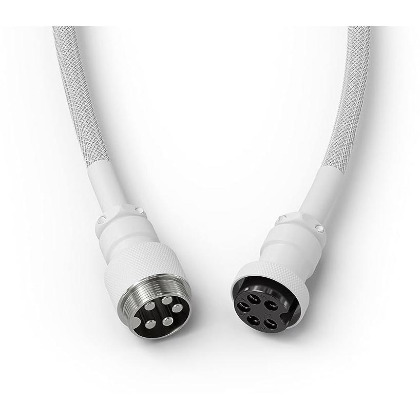A large main feature product image of Glorious Coiled USB Type-C Keyboard Cable - Ghost White