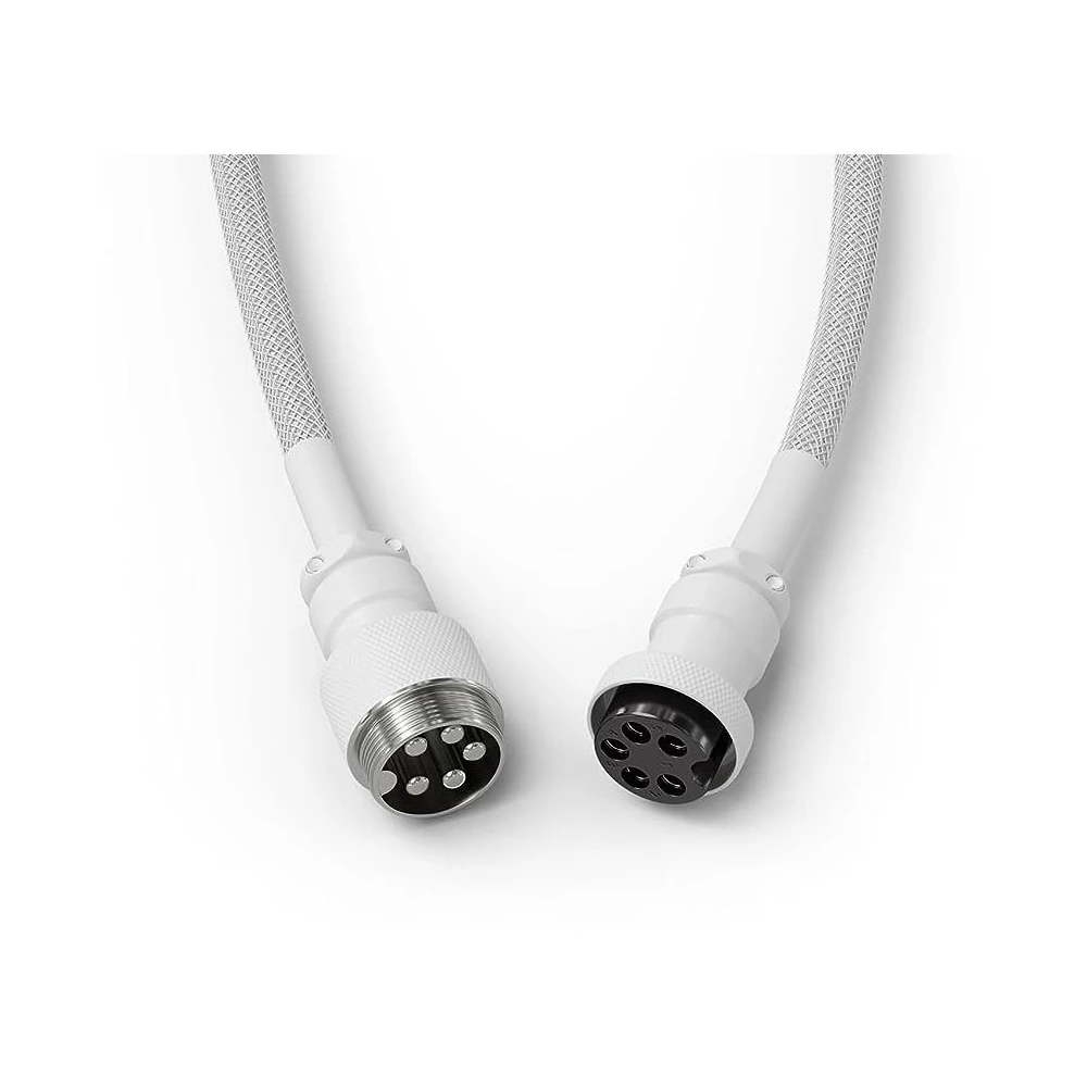 A large main feature product image of Glorious Coiled USB Type-C Keyboard Cable - Ghost White
