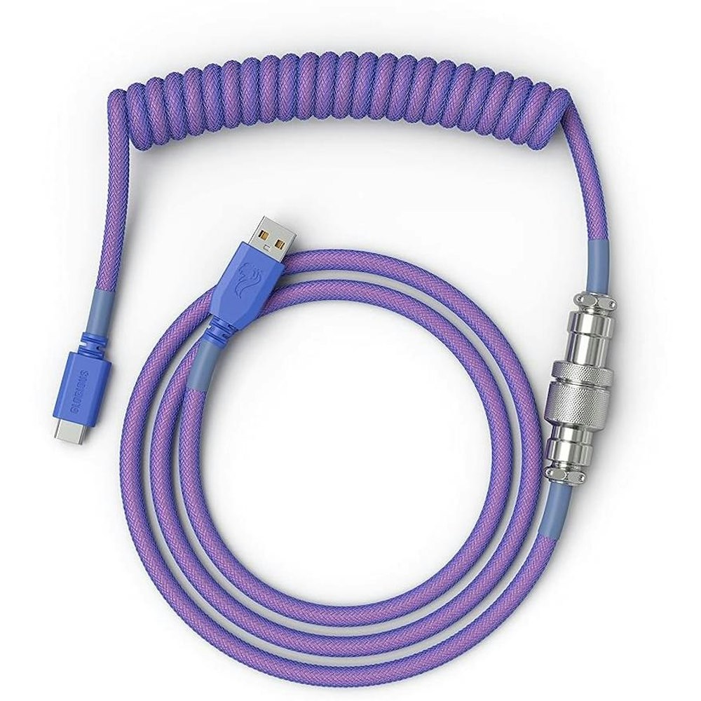 A large main feature product image of Glorious Coiled USB-C Keyboard Cable - Nebula