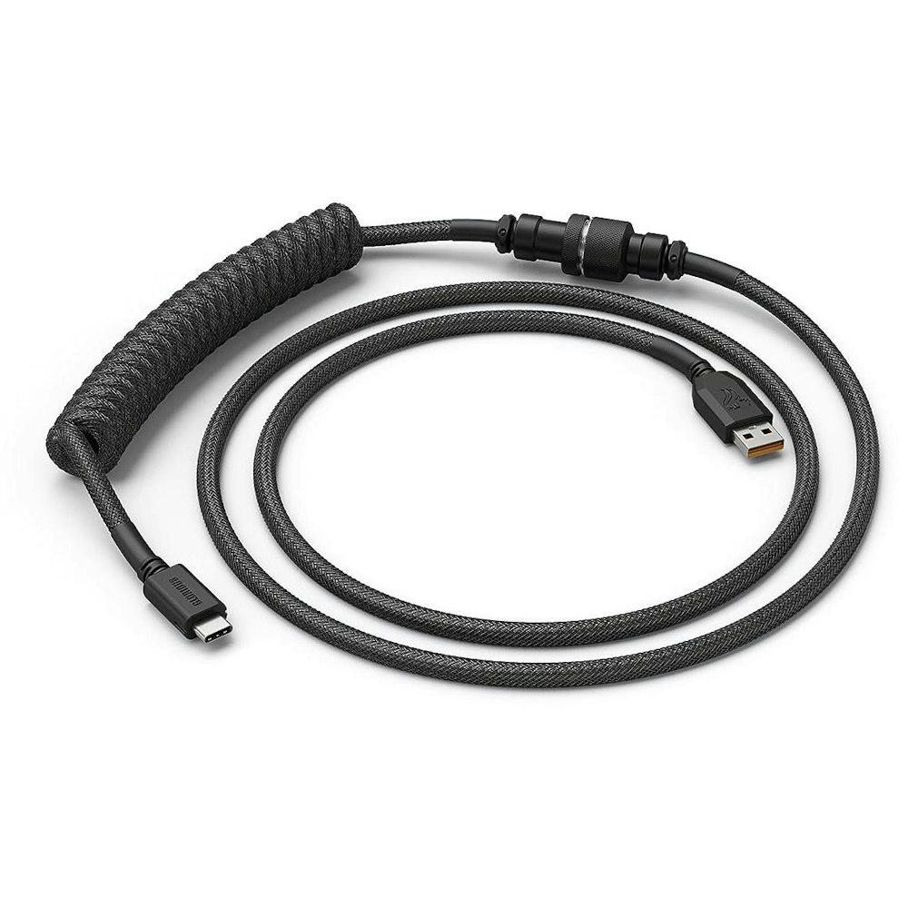 A large main feature product image of Glorious Coiled USB-C Keyboard Cable - Phantom Black